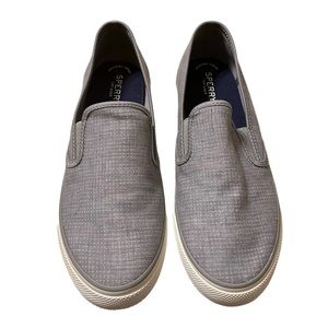 NEW Sperry Top Sider Mules Womens 11 M Gray Canvas Slip On Sneakers STS80426
